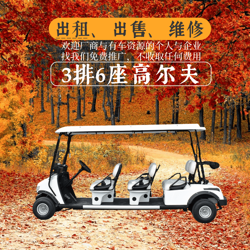 天津中宜，中菲宜达3排6座白色高尔夫球车出租