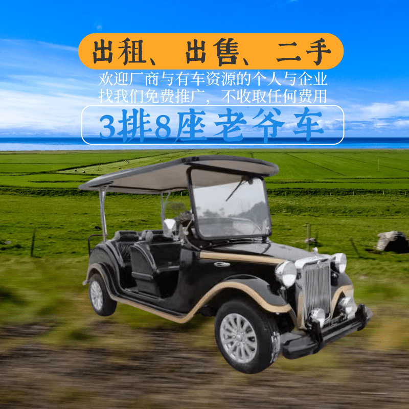 山东鑫华凯3排8座黑色铁壳老爷车出租