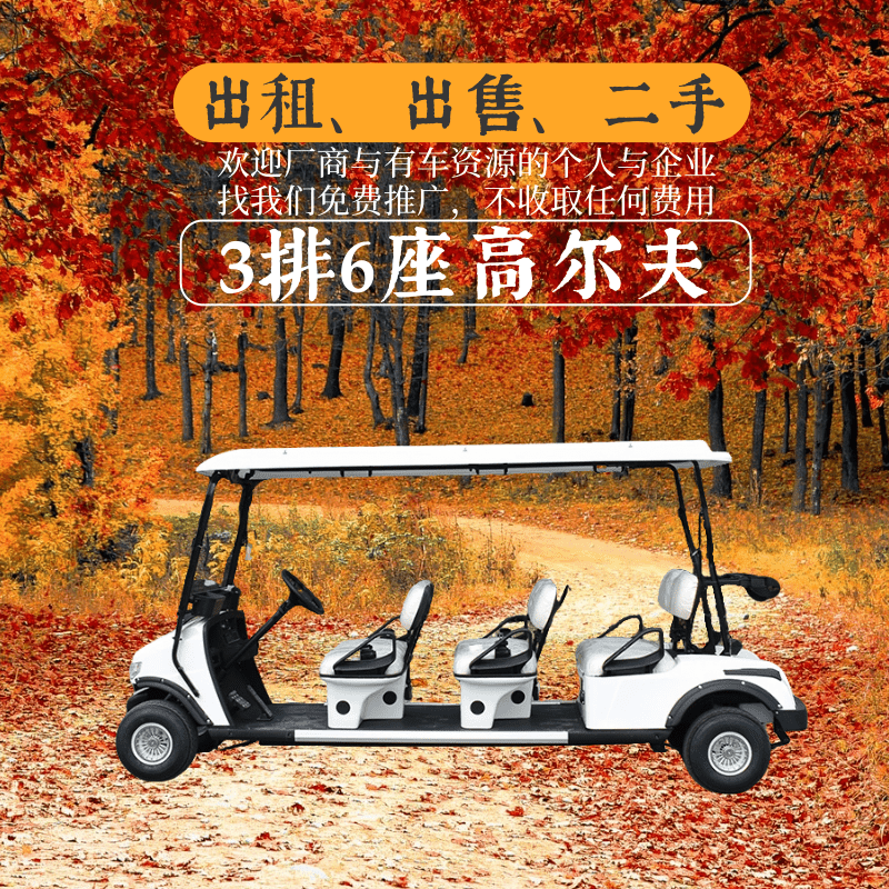 天津中宜，中菲宜达3排6座白色高尔夫球车出租