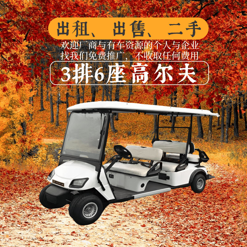山东鑫华凯3排6座白电动色高尔夫球车出租